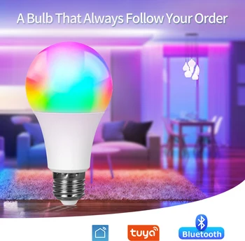 Tuya WiFi Smart Lamp E27 RGB Lamp Bluetooth APP Kontrolli Juhitava Ampull Lamp 15W Kodu Magamistuba jõulupidu Decor