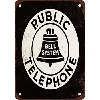 Bell Süsteemi Avaliku Telefon Vintage Vaadata Reprodutseerimine Metallist Tina Märk 8X12 Cm