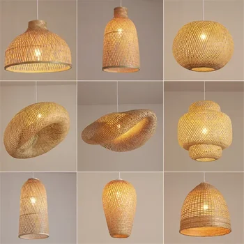 Bambusest Ripats Lamp Rotangist Kerge Käsitsi Kootud Lühter Kohvik, Restoran Valgustus Elutuba Art Decor Rippus Lamp Siseruumides