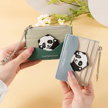 Armas Väike Panda Mündi Rahakott Uus Pu nahk Ultra-Õhuke Kaardi Omanik Üliõpilastele Mini Lukuga Kotis Hangable Kett Raha, Raha, Kott