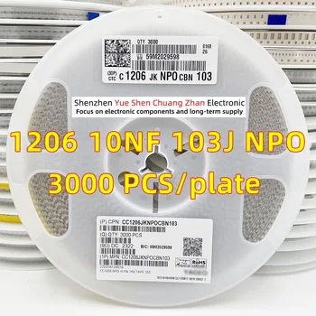Plaaster Kondensaator 1206 103J 10NF 1000V 1KV Viga 5% Materjali MTO/COG Tõeline kondensaator（Terve Ketta 3000 TK）