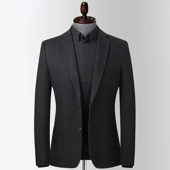 Meeste Jakk Smart Casual Kõrge Kvaliteedi Poole Pulm Riided Slim Fit Outwear Sügis-Talve Mantel Must Uus