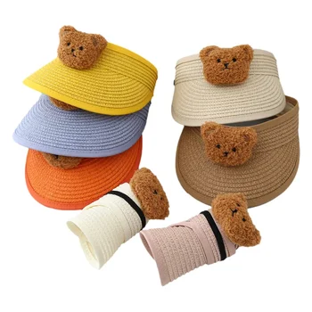 Armas Karu Beebi Õled Müts Suvel Lapsed Poisid Tüdrukud Päike Müts Päikesekaitsetoodete Väljas Mütsid Reguleeritav Laste Kokkuklapitavad Tühi Top Beach Müts