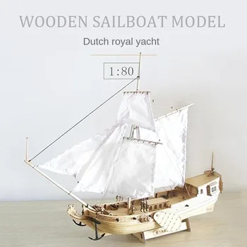 1/80 Laeva Mudel hollandi Jaht DIY Simulatsiooni Puidust Purjetamine Mudeli Komplekt Kingitus Kogumise Mudeli Mänguasi