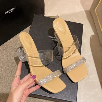 Suvel Uued Naiste Sandaalid PVC Jelly Crystal Kanna Läbipaistev Seksikas Selge, Kõrge Kontsaga Sandaalid Naine Pumbad Kingad Zapatos De Mujer