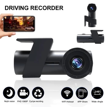 Auto Kriips Cam 1080P Ees ja Salongis Armatuurlaua Kaamera USB-Powered Auto Sõidu Diktofon 140° lainurk DVR Recorder 360° Pööramine