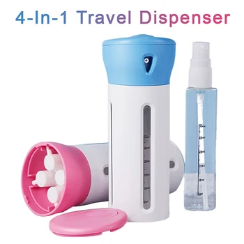 Reisi Dispenser 4 In 1 Reisi Pudelid lekkimiskindlad Tualett-tarbed Alam-pudel Korduvtäidetavaid dušigeel Seep Tühi Konteiner-Komplekt
