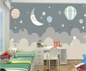 Põhjamaade laste toas tapeet Hot air balloon tapeet Poiste ja tüdrukute magamistuba Star Moon kohandatud seinamaaling de papel parede