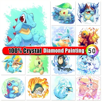 100% Kristall Teemant Maali Pikachu ristpistes Komplektid Täielikult Ruut/Ring DIY Diamond Mosaiik Pokemon Tikandid Home Decor Kingitused