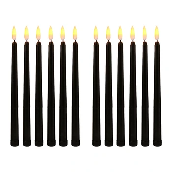 12X Black LED Sünnipäeva Küünlad,Kollane Flameless Hubisev Akuga LED Küünlad Halloween