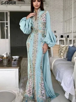 Kauhtana Kleit Pikk Varrukas Saudi Tanssiaiset Kleit Dubai Maroko Seal Kaftan Elegantne V Kaela Merineitsi Õhtukleit Araabia Naised Ametliku Kleit