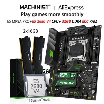 MASINIST MR9A PRO X99 Emaplaadi Kit LGA-2011-3 Set Xeon E5 2680 V4 CPU 2tk*16GB DDR4 ECC RAM Mälu NVME M. 2 ATX SATA 3.0