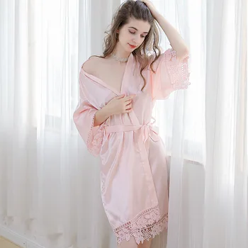 Seksikas V-Kaelus Kimono Hommikumantel Siserõivad Kodu Riided PITS Sleepwear Pruut Pruutneitsi Pulm Hommikumantel Nightwear Intiimne Pesu