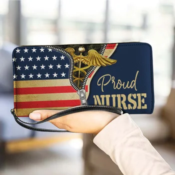 EMT Õde Disain Ameerika Lipu Print Naine PU Nahast Pika Taskud Coin Rahakotid Käekott Juhuslik Kaart Passi Omanik Naistele