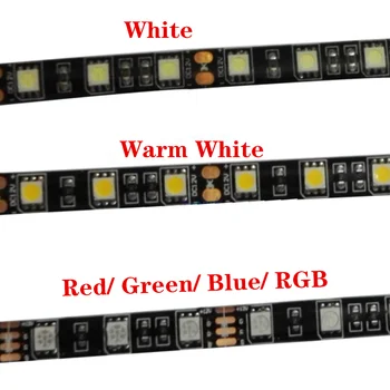 Must PCB 5050 LED Riba,DC12V,60LED/m; 5m 300LED,IP20/IP65 Veekindel,RGB,Valge,Soe Valge,Punane,Roheline,Sinine RGBW RGBWW