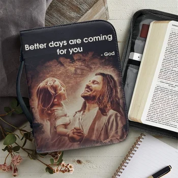FORUDESIGNS Uue Nahast Käekotid Lukuga Käepide Piibel Kott Paremad Päevad Tulevad Teile Piibel Kate Juhtum Raamat Püha Ladustamine