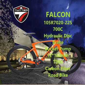 TWITTER FALCON 105R7020-22S, süsinikkiust Road Bike Alumiinium Veljed,Hüdrauliline ketaspidur, Kopp Pump,T900 CarCarbon Fiber