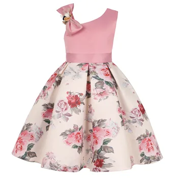 2021 Uued Väikelapse Lapsed Retro Trükkimine Printsess Kleidid Tüdrukute Kleit Lille Tüdrukute Pulm Kleit Lapsed Õhtul Pool Kleit