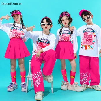 Poisid Hip-Hop Dressipluus Street Dance Värvikas Cargo Püksid Tüdrukute Seelikud Magus Riiete Komplektid Kids Streetwear Lapse Jazz Kostüümid