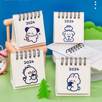Loominguline Armas Mini 2024 Kalender Lihtne Ins Cartoon Mini Desktop Calendar Peen Praktiline Cartoon Coil Notepad Home Decor
