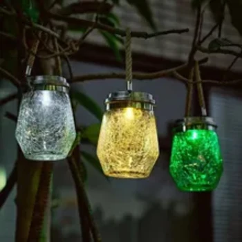 Crack Rippuvad Valgus klaaspurki LED Solar Lamp Väljas Aia Kaunistamiseks Puu, Hele Vask Traat Kerge Jõulud Kingitus