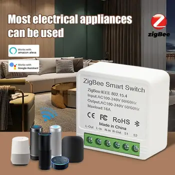 10A Zigbee Wifi Smart Switch 2-way Kontrolli Mini Wifi Relee Smart Home Appliance Automaatika Kaitselüliti Alexa Alice Kodu