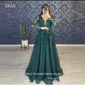 XPAY Emerald Roheline Samet, Pits õhtukleidid Tagasihoidlik araabia Naiste Pikkade Varrukatega Formaalne Occcasion Ema Kleit Tanssiaiset Kleit Pluss