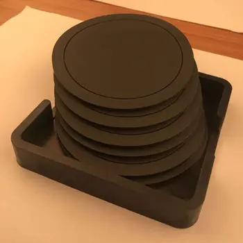 7tk Non-slip Silikoon Joomine Inertsiaalpiduriga Komplekti Omanik Cup Diplomeeritud Mat Komplekt Ring Coffeee Cup Mat Komplekt Musta Laua Kodu-Kontor