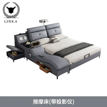 Kaasaegse ruumi kokkuhoiu magamistoamööbel multi-funktsionaalne ladustamise voodi 2 isiku puit ja õhu rõhk struktuuri massaaž voodi