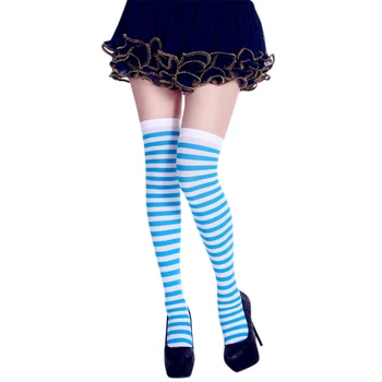 Naiste Pikad Triibulised Sokid Kontrasti, Värvi Reie Kõrge Sukad Cosplay Halloween