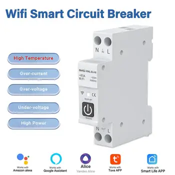 Tuya WIFI Smart Kaitselüliti 1P 63A Raudtee-DIN Smart Home Wireless Remote Control Switch Tööd Alexa Google Kodu