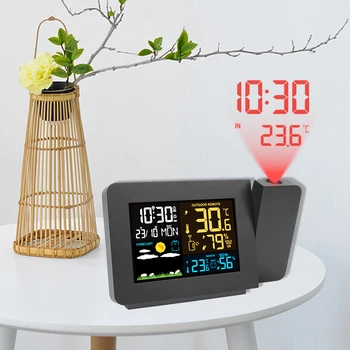 Digitaalne Alarm Temperatuuri ilmajaamas Kordus Niiskus LED Tabel Kell Siseruumides Väljas ELI Kellaaja Projektsioon