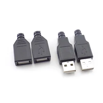5V 1,5-2A USB Pistiku Tüüp A Naine Mees-USB 2.0 4 Pin Adapter Pesa Joota Musta plastikkate DIY Pistik Pistik J17