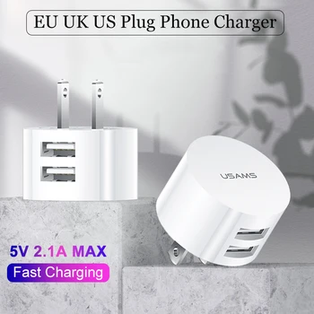 5V 2.1 Mini EL UK ja USA Ühendage Mobiiltelefoni Laadija Telefon Samsung Huawei IOS Android 2 Pordid Valge Reisi-Seina Laadija