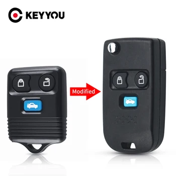 KEYYOU 3 nuppu Kohandatud Flip Fob Remote Auto Key Shell Võtmeta Ford Transit MK6 Ühendada 2000 2001 2002 2003 2004 2005 2006