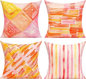 Roosa ja oranž visata padjapüür Värv abstraktne kaasaegne geomeetriline triip square dekoratiivne padi magamistuba kodu sisekujundusega