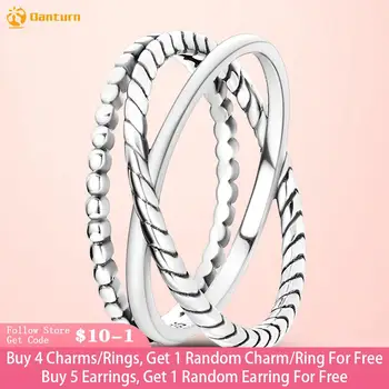 Danturn 925 Sterling Silver Ring Twist Ületanud Lai Rõngad Naiste Rõngad Engagement Rõngad
