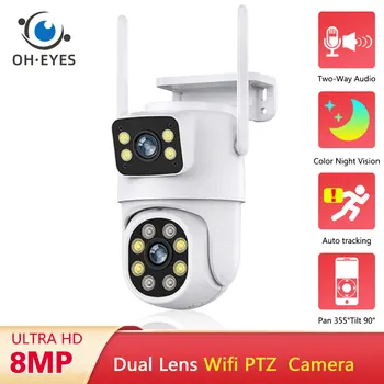 4K 8MP PTZ, WIFI, Kaamera, Dual Lens Dual Screen IP Kaamera Väljas 4MP HD Automaatne Jälgimine Security Kaitse CCTV Järelevalve Cam