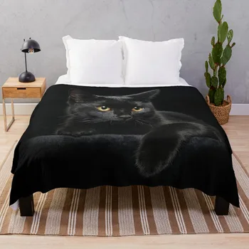 Must Kass, Viska Tekk Kerge Soe Fliisist Tekid Kohev Pehme Hubane Voodi, Diivan, Magamistuba Cartoon Fuzzy Lapp Bedspread