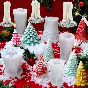 1tk 3D Jõulupuu Küünal Hallituse Silikoon Hallituse Xmas Käsitsi valmistatud Küünla valmistamiseks Hallituse Vaik Hallituse DIY Krohv Seep Käsitöö Tegemise Vahend