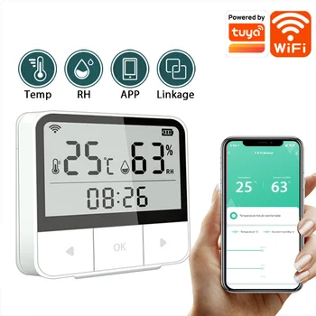 Digitaalne Sise-Hygrometer Termomeeter APP Jälgida Intelligentne Seos Kaua Aku LCD Ekraan Tuya Smart Wifi Wireless Sensor