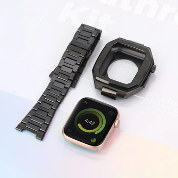 Muutmine Komplekt Apple Watch Seeria 6 5 4 SE Roostevabast Terasest Rihm+Juhul One-piece Käepaela eest iWatch 44mm Kaitsev Kest