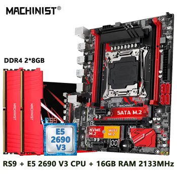 MASINIST X99 Emaplaadi Komplekti LGA-2011-3 KIT Xeon E5 2690 V3 CPU Protsessor DDR4 2*8 GB RAM-Mälu NVME sata M. 2 usb3.0 RS9 M-ATX