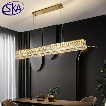 Kaasaegne K9 Crystal Ripats Hele LED Juhitava Kroom Kuld Luksuslik Lühter jaoks Söögituba, elutuba restoran Peatada Lamp