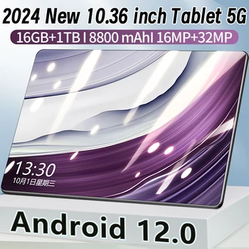 2024 5G Uus Tablet Android 12.0 Brändi 16GB RAM 1TB ROM Tablett 16MP 32MP 8800mAh 10Core WIFI Bluetooth Võrgustik Tablette