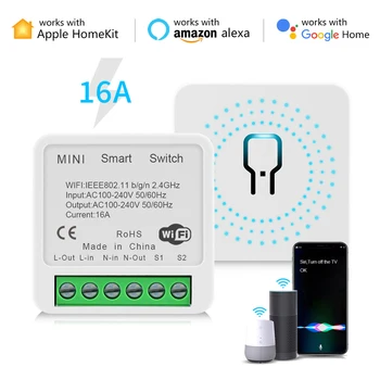 16A Homekit Smart WiFi Lüliti 2-way Lülitid Moodul Mini Smart Kaitselüliti Siri hääljuhtimine Tööd Alexa Google Kodu