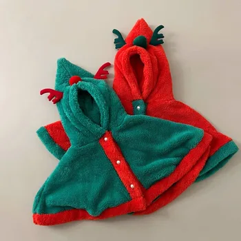 Punane/roheline Armas Jõulud Põder Palus Baby Jope Sügis-Talv Soe Kapuutsiga Imiku Tüdrukute Mantel Printsess Varjatud Beebi Tüdruku Riideid 1-3T