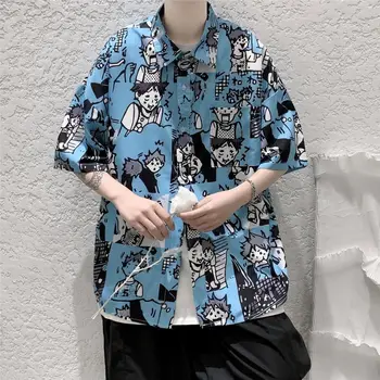 Uus Nupp Üles-Särk Meestele, Naistele Jaapani Harajuku Streetwear Pluus Kawaii Graafiline Tops Alt Riided Havai Beach Cardigan