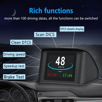 Auto Hud Head Up Display lubatud kiiruse ületamise Alarm OBD2 EUOBD Smart Digitaalne Mõõdik Auto vigade Avastamise RPM Otsene View LCD Digitaalne Ekraan