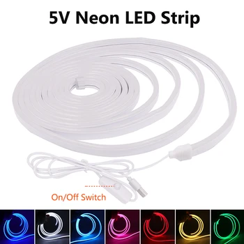 5V USB Neoon LED Valgus IP67, Veekindel Punane Sinine Roheline Soe Valge 120LEDs/m 2835 Paindlik Neon Light Tape DIY Tuba Decor